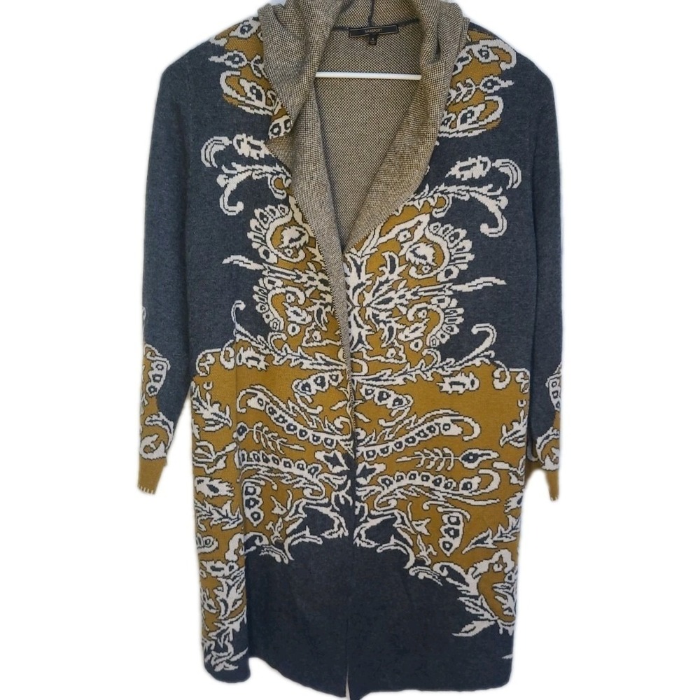 MAX Sport Boho Hooded Cardigan Sweater XL Brown Gray Long Sleeve Cozy Pockets